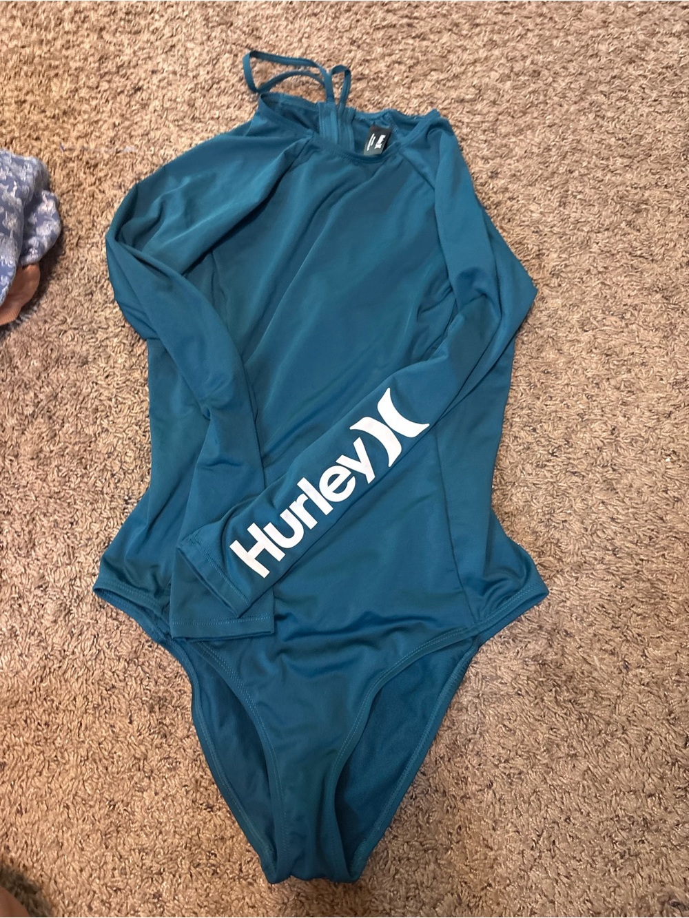 Hurley Teal Long-Sleeve womens One-Piece Rash Guard